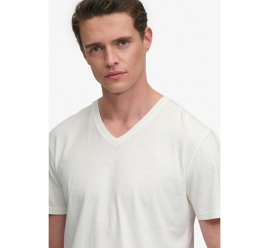 T-shirt Classic Cotton Linen Vee White (M1012391A - K3Y)