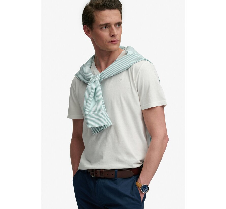 T-shirt Classic Cotton Linen Vee White (M1012391A - K3Y)