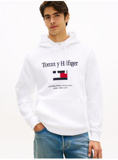 Tommy Hilfiger Hooded Sweater Embro Flag White (MW0MW42735 - YBR)