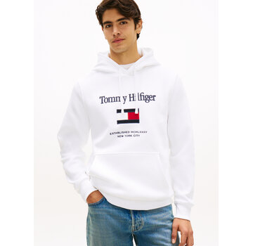 Tommy Hilfiger Hooded Sweater Embro Flag White (MW0MW42735 - YBR)