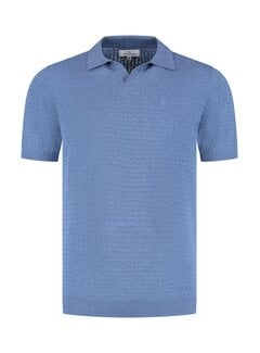 Fellows United Polo Knitted Premium Micro Cable Mid Blue (61.3663 - 115)