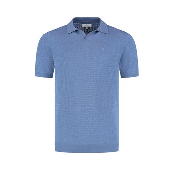 Fellows United Polo Knitted Premium Micro Cable Mid Blue (61.3663 - 115)