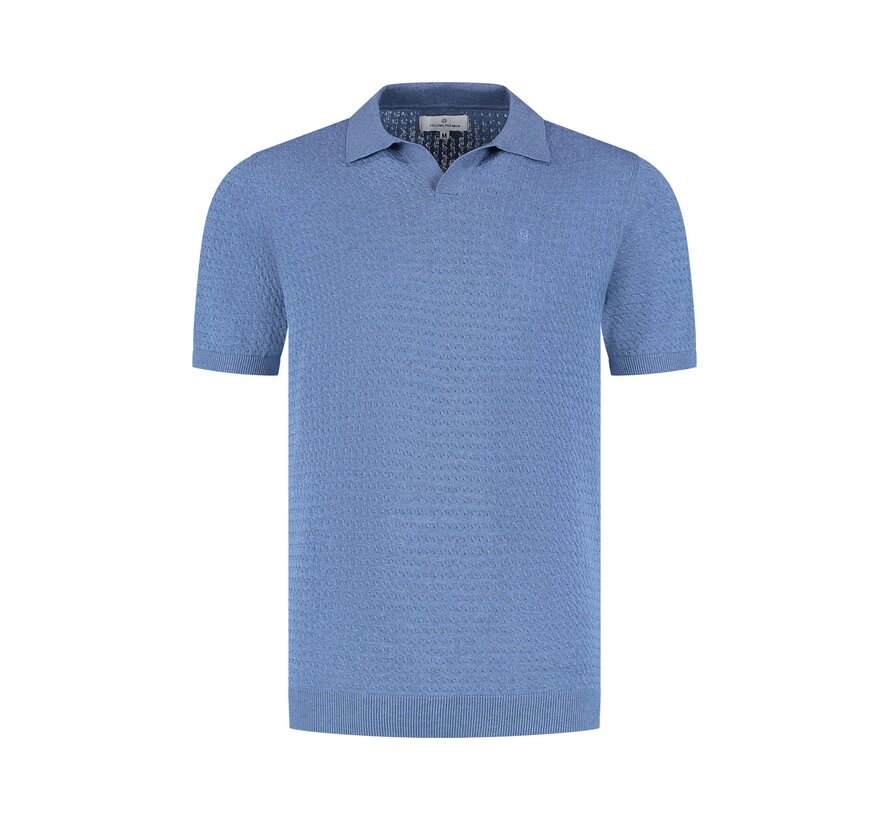Polo Knitted Premium Micro Cable Mid Blue (61.3663 - 115)