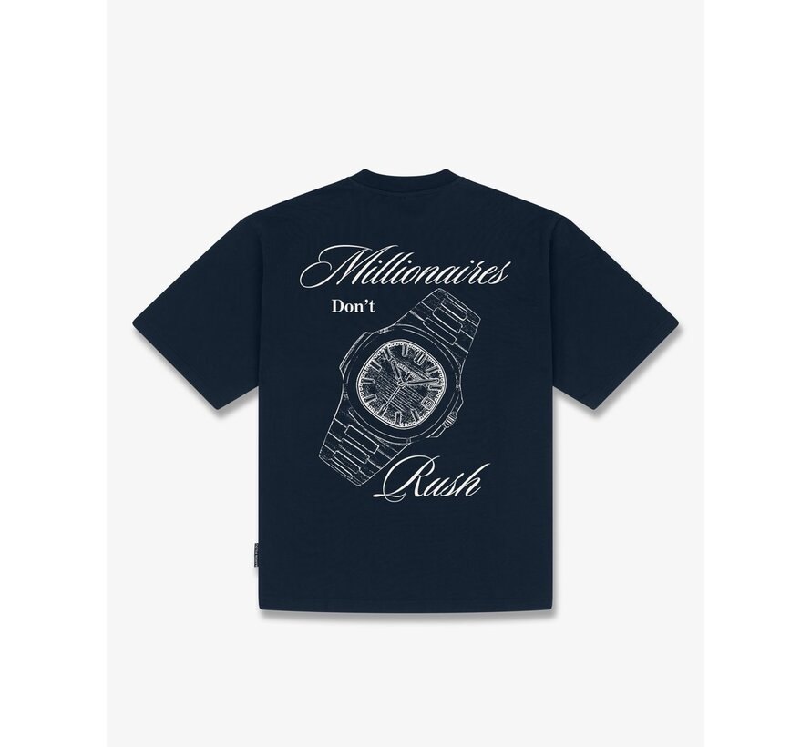 T-shirt SS26 Oversized Backprint No Rush Navy Blue