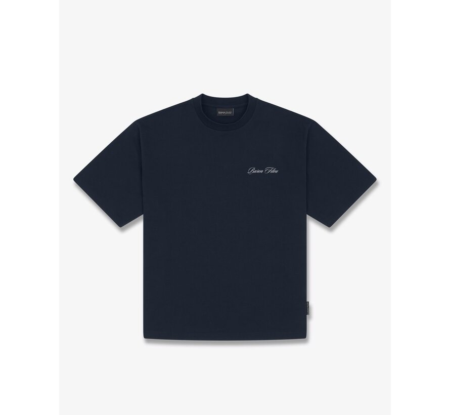 Baron Filou T-shirt SS26 Oversized Backprint No Rush Navy Blue