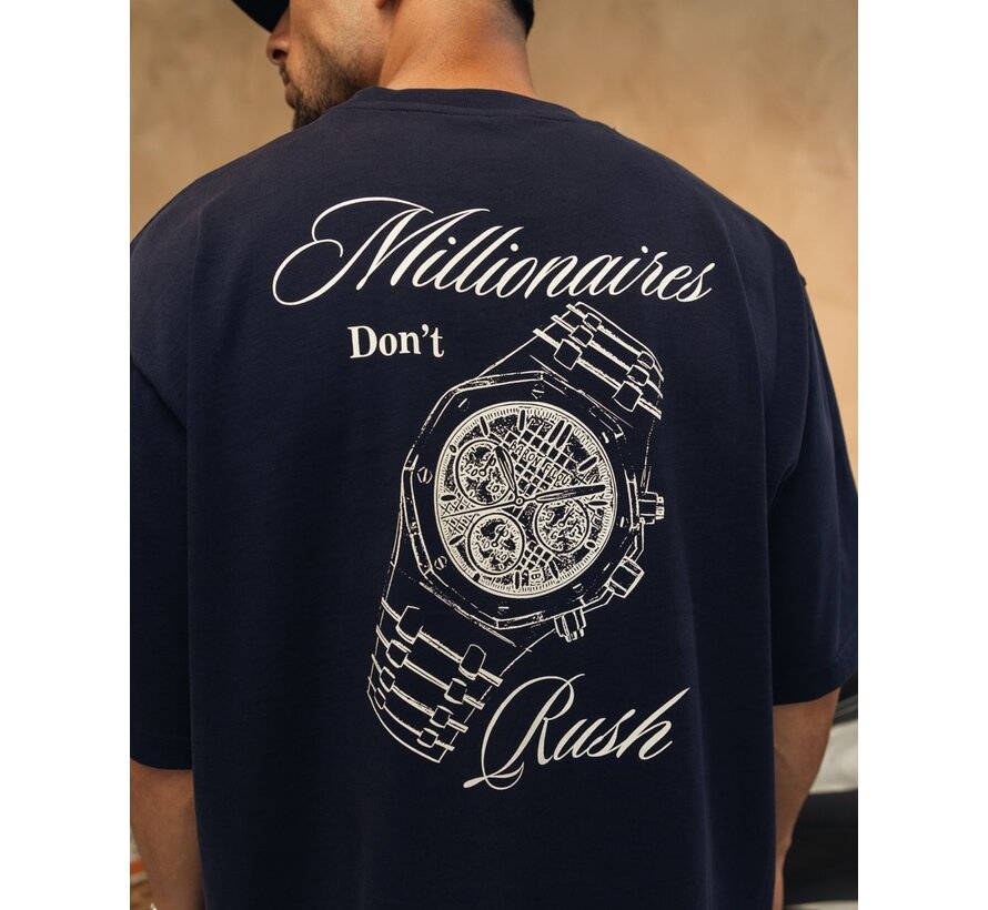 T-shirt SS26 Oversized Backprint No Rush Navy Blue