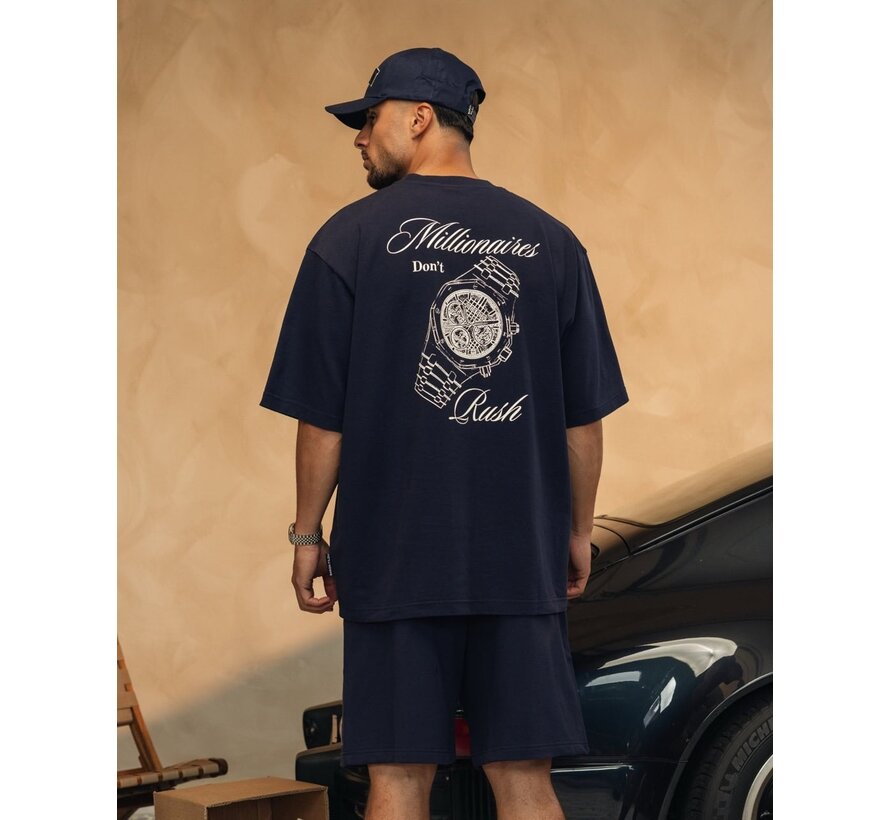 Baron Filou T-shirt SS26 Oversized Backprint No Rush Navy Blue