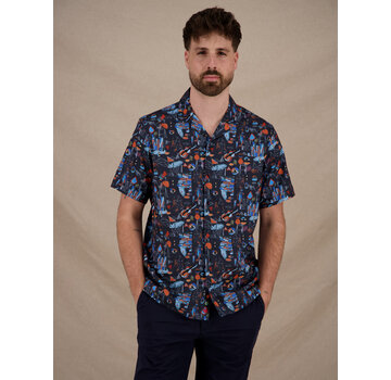 A Fish Named Fred Overhemd Korte Mouw Cubist Multicolor Navy (33.067 - 604)