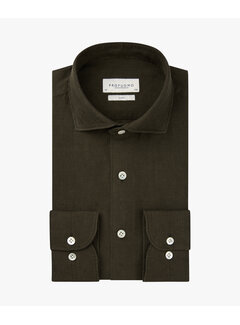 Profuomo Profuomo Overhemd 100% Linnen Slim Fit Cutaway Dark Brown (PPXH10017F)