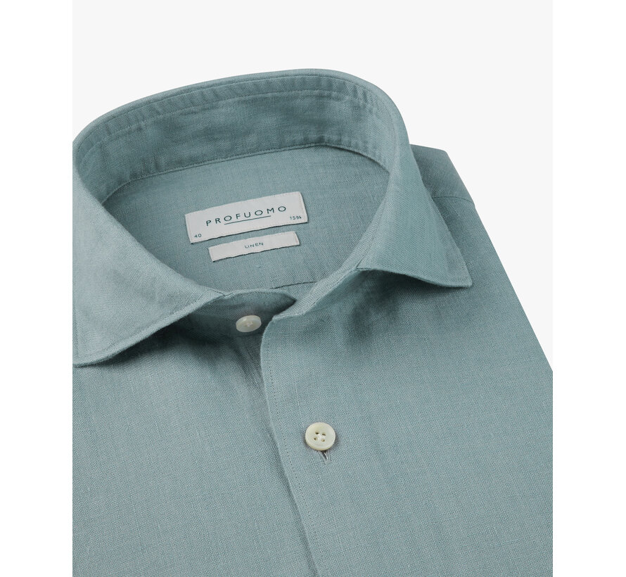 Profuomo Overhemd 100% Linnen Slim Fit Cutaway Blue (PPXH10017L)