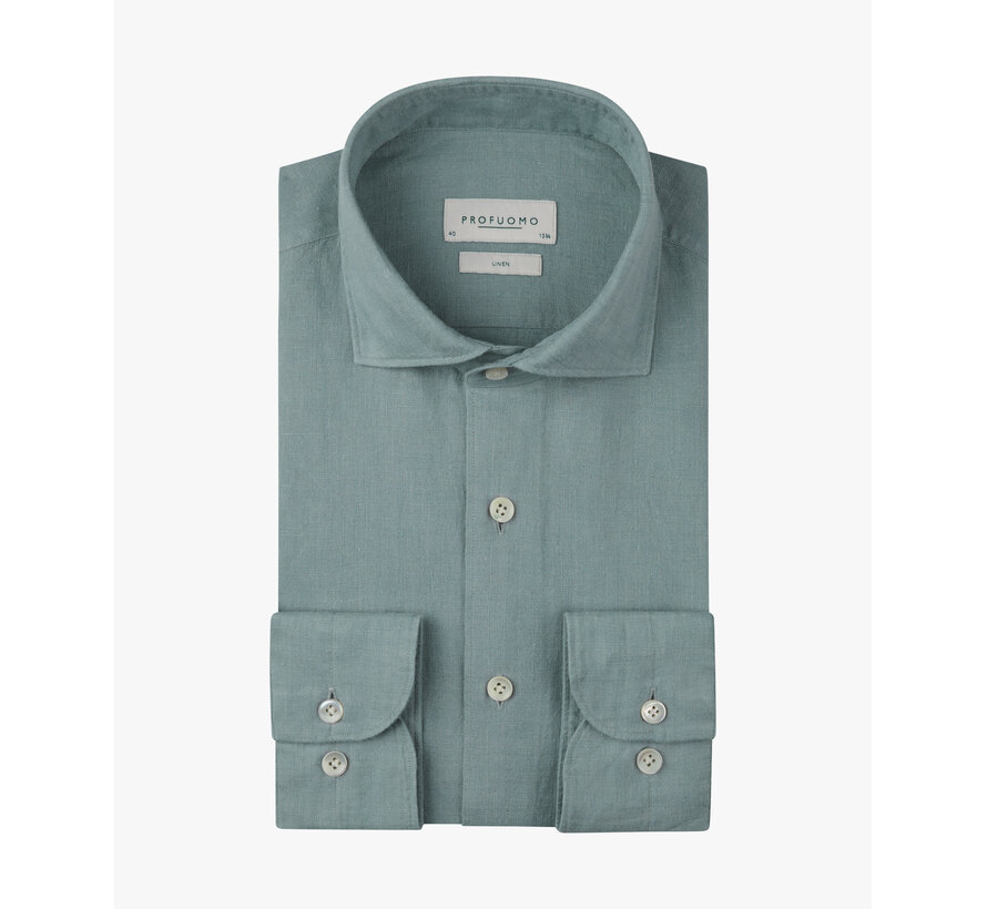 Profuomo Overhemd 100% Linnen Slim Fit Cutaway Blue (PPXH10017L)