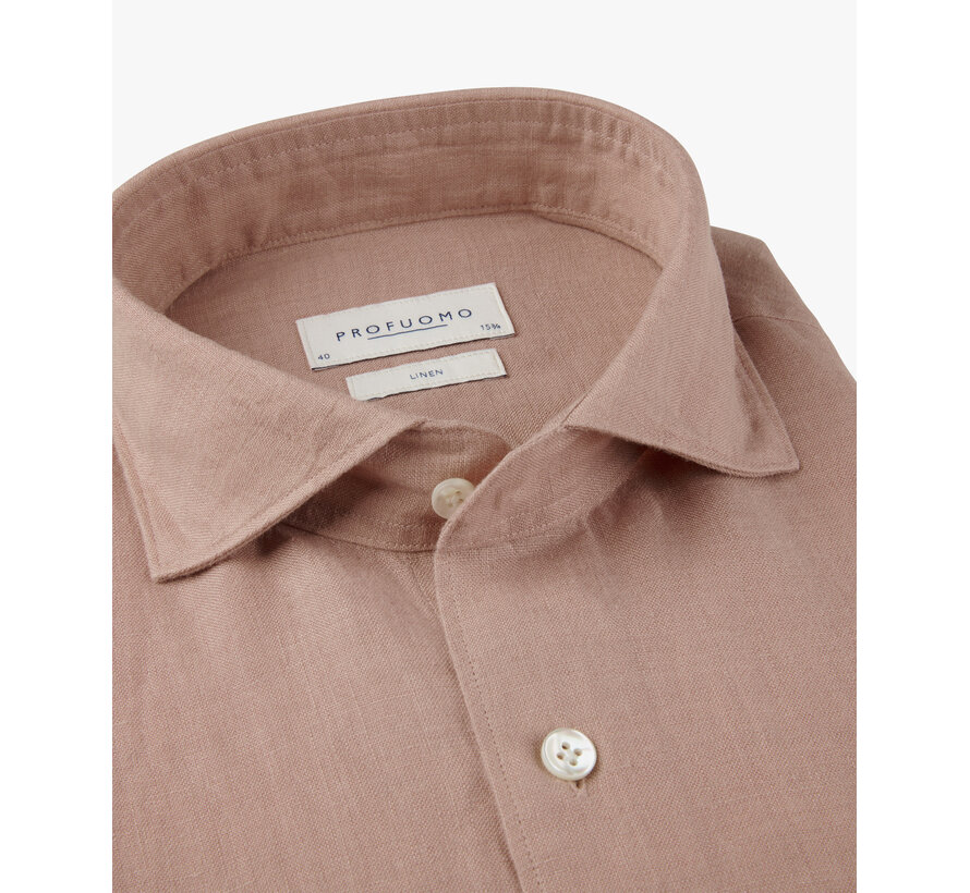 Profuomo Overhemd 100% Linnen Slim Fit Cutaway D. Pink (PPXH10017N)