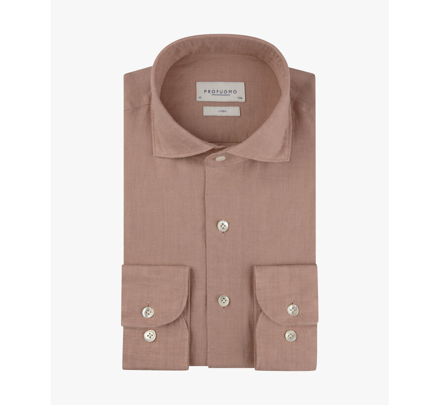 Profuomo Overhemd 100% Linnen Slim Fit Cutaway D. Pink (PPXH10017N)