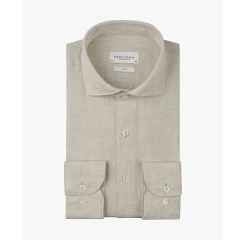 Profuomo Overhemd 100% Linnen Slim Fit Cutaway Sand (PPXH10017K)