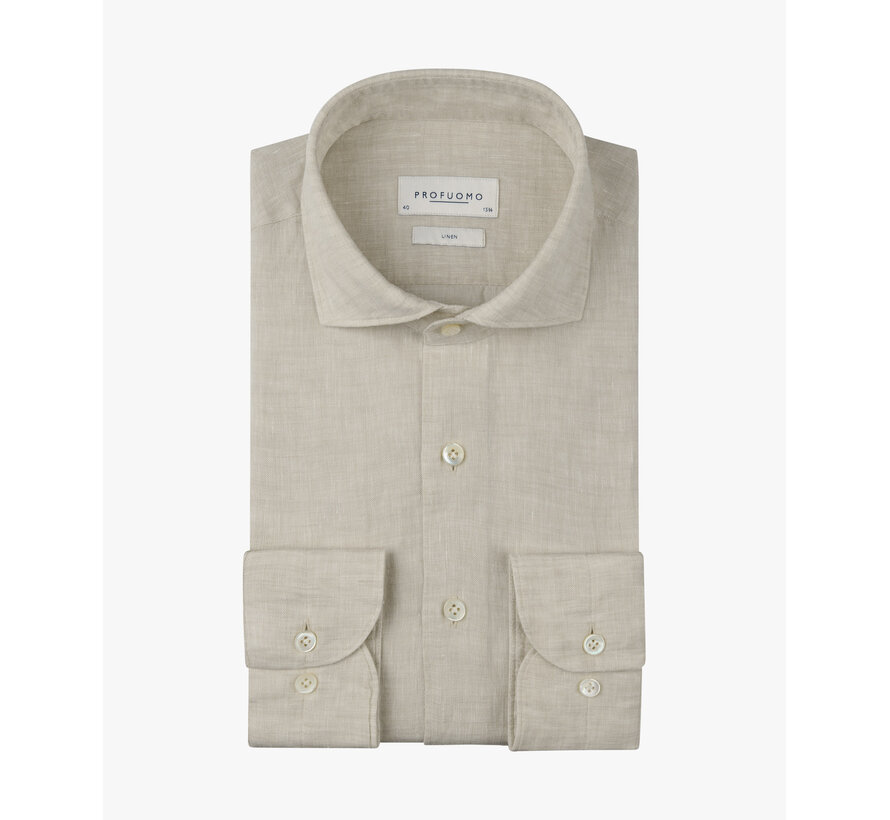 Overhemd 100% Linnen Slim Fit Cutaway Sand (PPXH10017K)