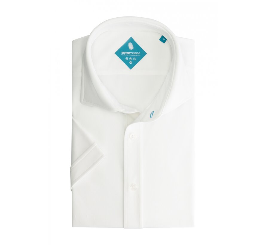 District Indigo Pique Performance Overhemd Korte Mouw Wit (7.41.029.780 - 007)