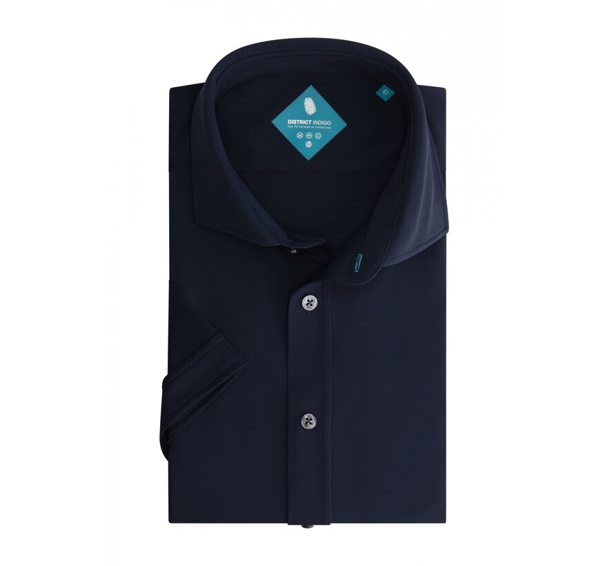 District Indigo Pique Performance Overhemd Korte Mouw Navy (7.41.029.780 - 010)