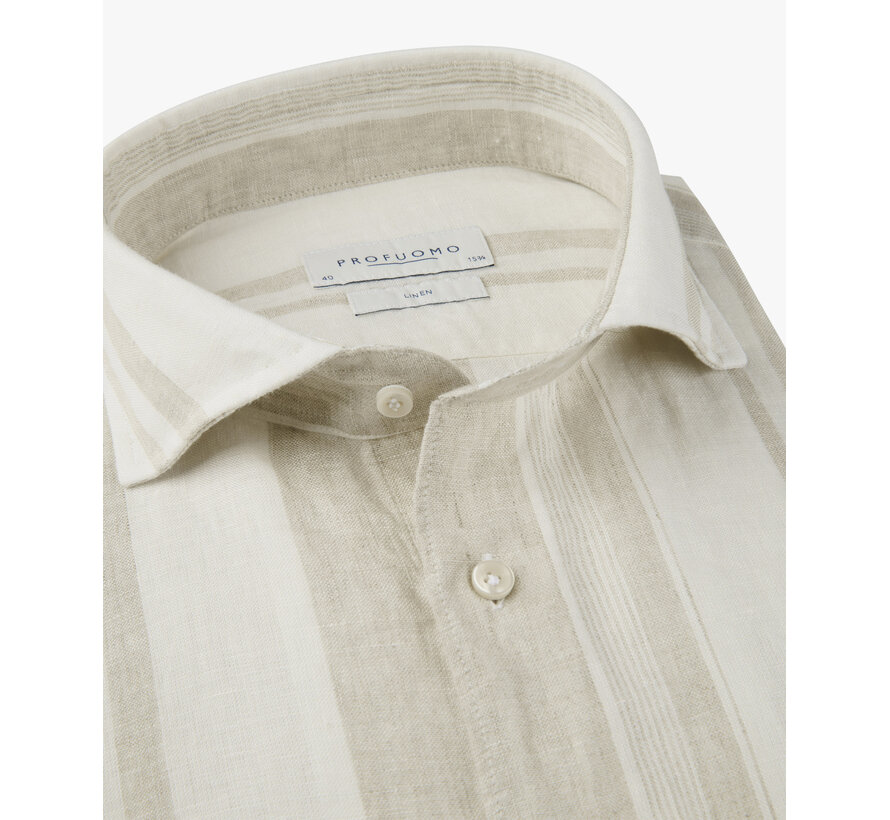 Profuomo Overhemd Linnen Cutaway Beige (PPXH10044A)