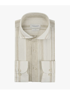 Profuomo Overhemd Linnen Cutaway Beige (PPXH10044A)