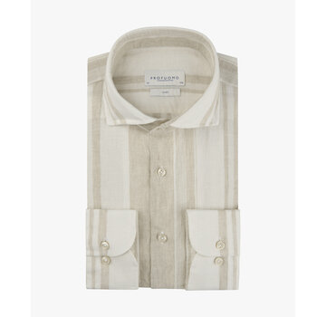 Profuomo Overhemd Linnen Cutaway Beige (PPXH10044A)