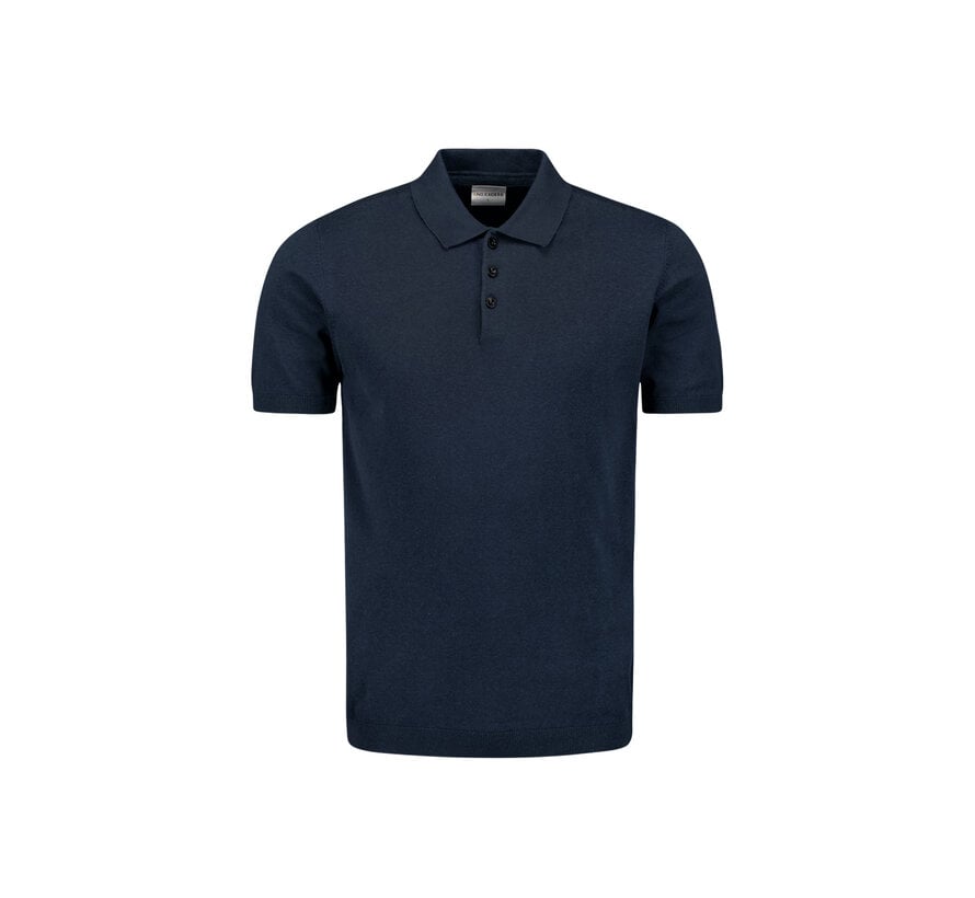 Pullover Short Sleeve Polo Button Solid Deep Blue (27230354SN - 096)