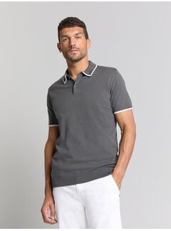 No Excess Pullover Short Sleeve Polo Button Solid Dark Steel (28240456 - 124)