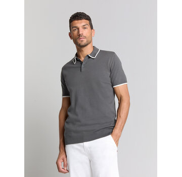 No Excess Pullover Short Sleeve Polo Button Solid Dark Steel (28240456 - 124)