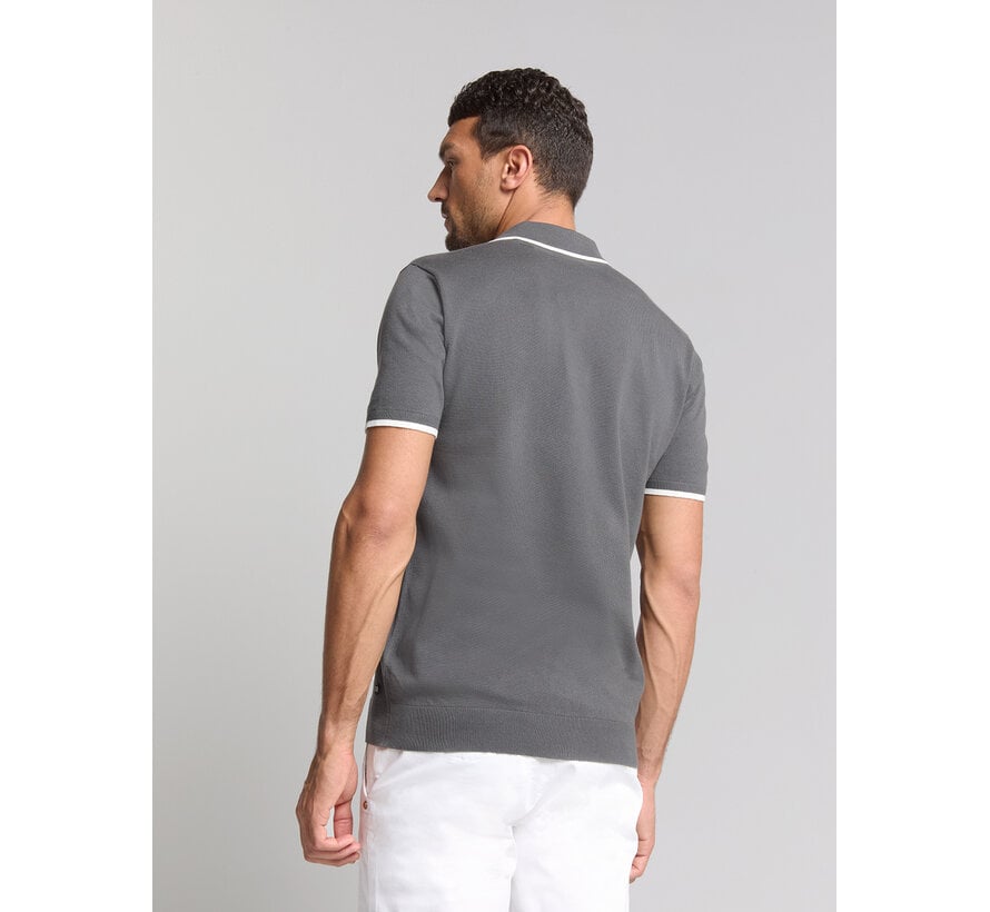 Pullover Short Sleeve Polo Button Solid Dark Steel (28240456 - 124)