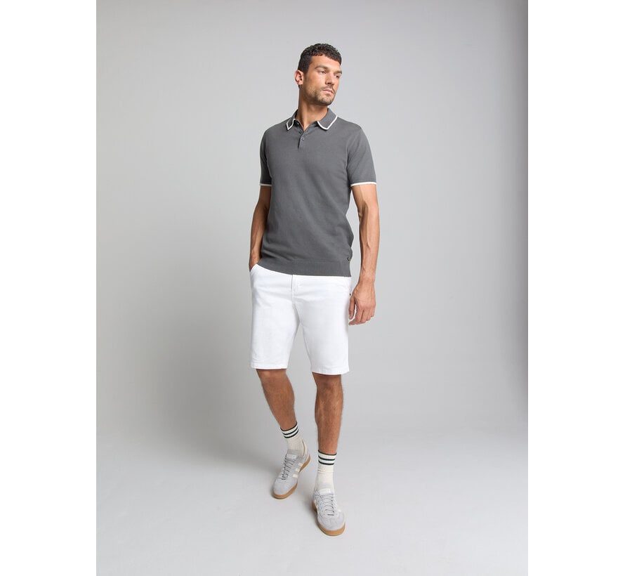 Pullover Short Sleeve Polo Button Solid Dark Steel (28240456 - 124)