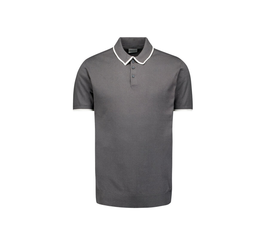 Pullover Short Sleeve Polo Button Solid Dark Steel (28240456 - 124)