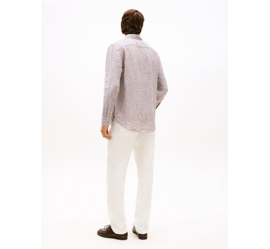Overhemd 100% Linnen Stripe Legacy Brown (MW0MW42400 - OBJ)