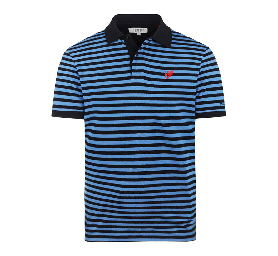Polo Pique Stripe Regular Fit Medium Blue (MM261.9001.03 - 2002)