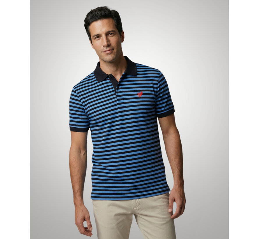 Polo Pique Stripe Regular Fit Medium Blue (MM261.9001.03 - 2002)