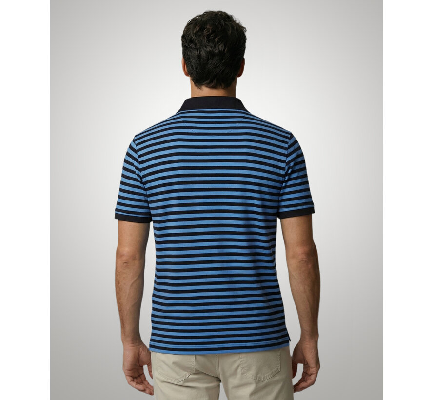 Polo Pique Stripe Regular Fit Medium Blue (MM261.9001.03 - 2002)