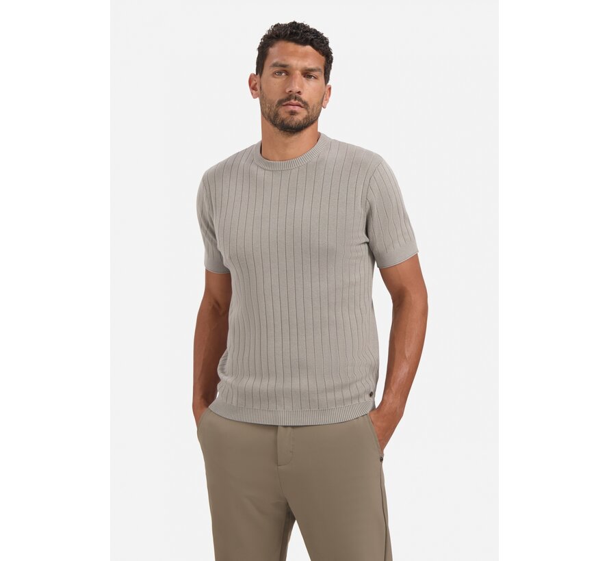 Pullover Short Sleeve Crewneck Solid Dropneedle Stripe Clay (29220740 - 018)