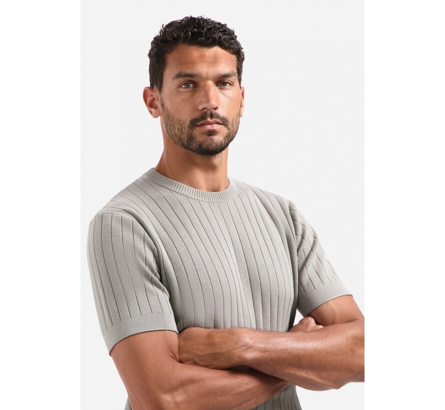 Pullover Short Sleeve Crewneck Solid Dropneedle Stripe Clay (29220740 - 018)