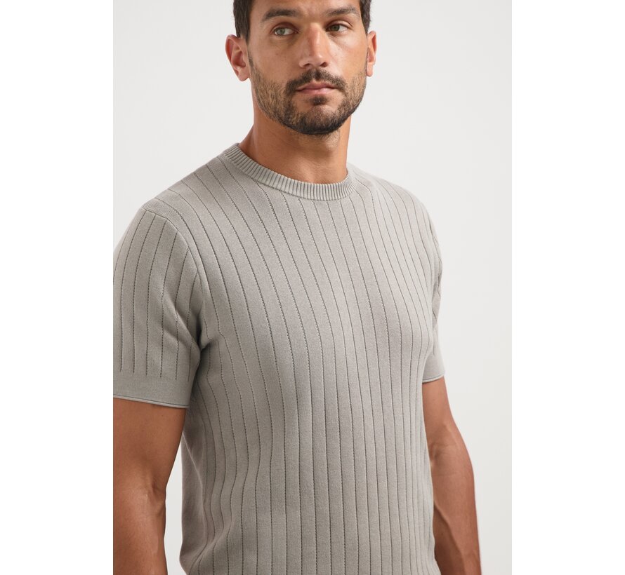Pullover Short Sleeve Crewneck Solid Dropneedle Stripe Clay (29220740 - 018)