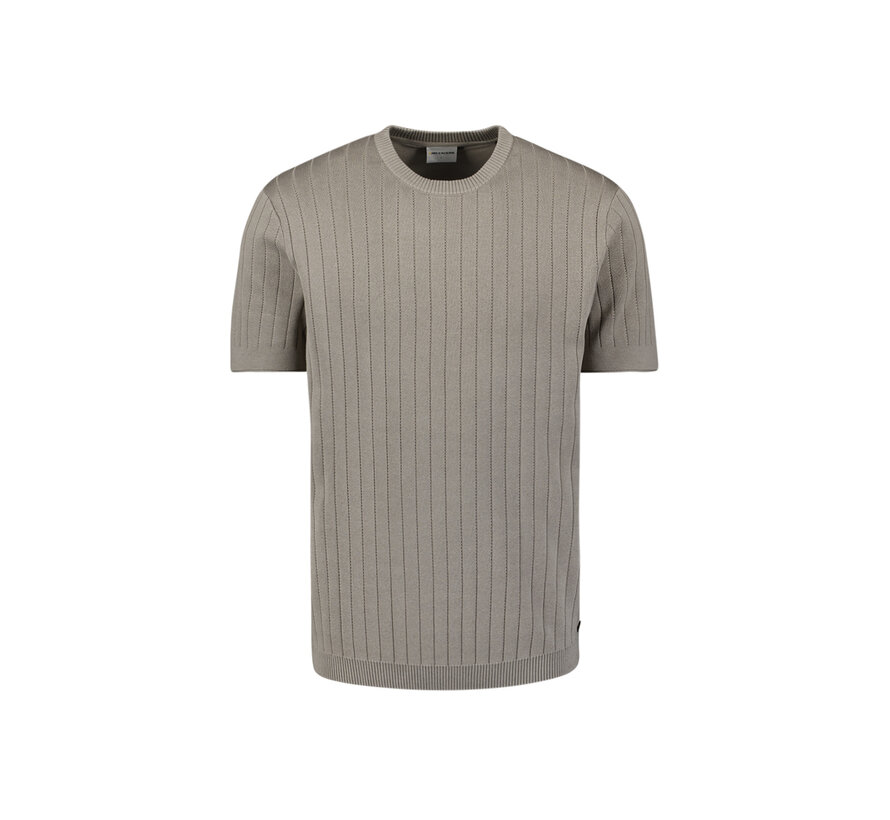 Pullover Short Sleeve Crewneck Solid Dropneedle Stripe Clay (29220740 - 018)