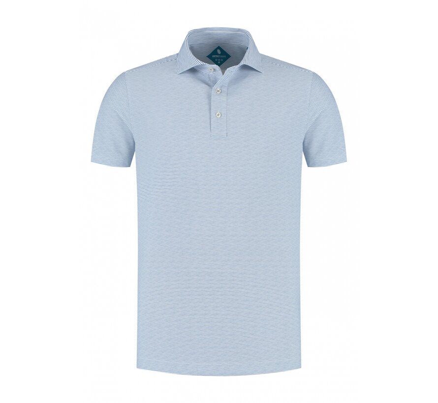 District Indigo Pique Performance Polo Streep Blauw (7.61.400.724 - 118)