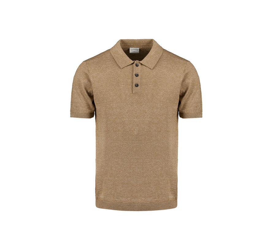 Pullover Short Sleeve Polo Melange With Linen Khaki (27230365 - 043)