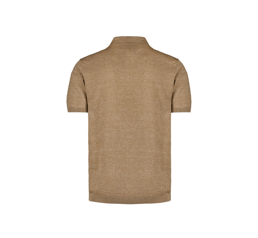 Pullover Short Sleeve Polo Melange With Linen Khaki (27230365 - 043)