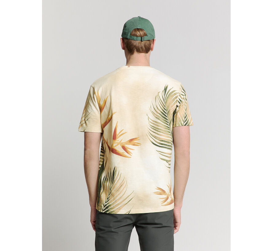 No Excess T-Shirt T-Shirt Crewneck Allover Printed Slub Garment Dyed Sand (28350416 - 015)