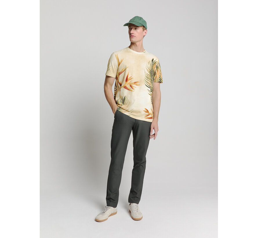 No Excess T-Shirt T-Shirt Crewneck Allover Printed Slub Garment Dyed Sand (28350416 - 015)
