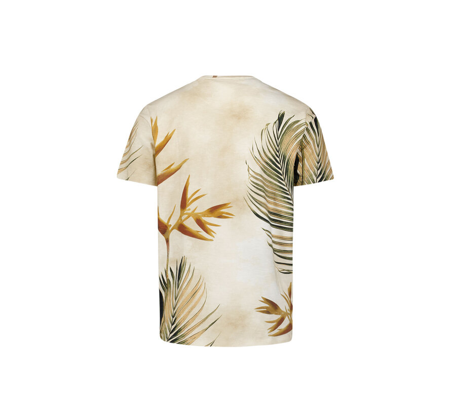 No Excess T-Shirt T-Shirt Crewneck Allover Printed Slub Garment Dyed Sand (28350416 - 015)