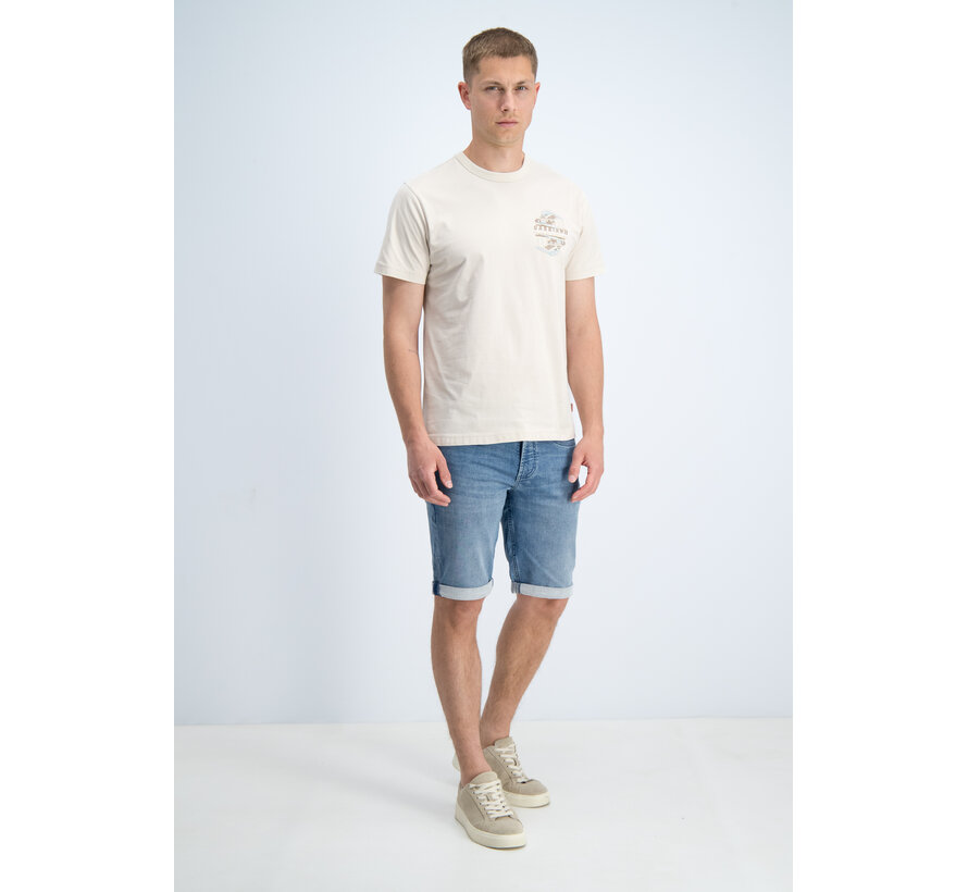 Gabbiano T-shirt Embroidery Print Jersey Silky Finish Dune Sand (1566121 RIKO - 989)