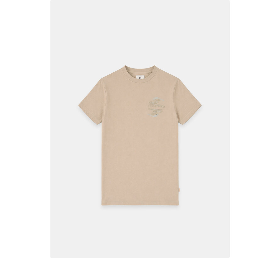 Gabbiano T-shirt Embroidery Print Jersey Silky Finish Almond (1566121 RIKO - 994)
