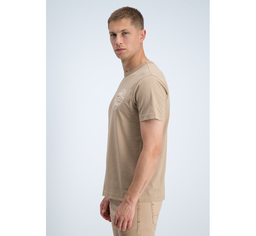 Gabbiano T-shirt Embroidery Print Jersey Silky Finish Almond (1566121 RIKO - 994)