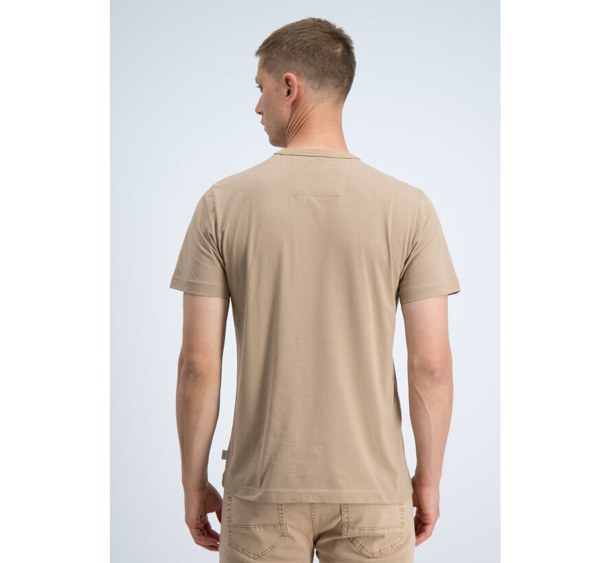 Gabbiano T-shirt Embroidery Print Jersey Silky Finish Almond (1566121 RIKO - 994)