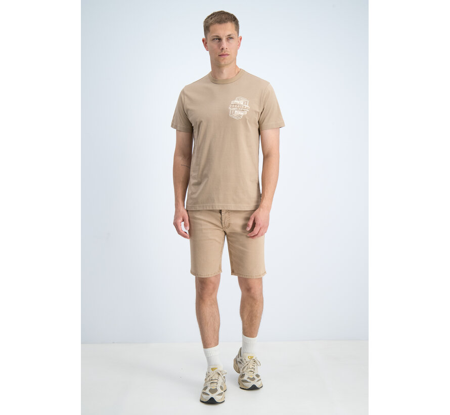 Gabbiano T-shirt Embroidery Print Jersey Silky Finish Almond (1566121 RIKO - 994)