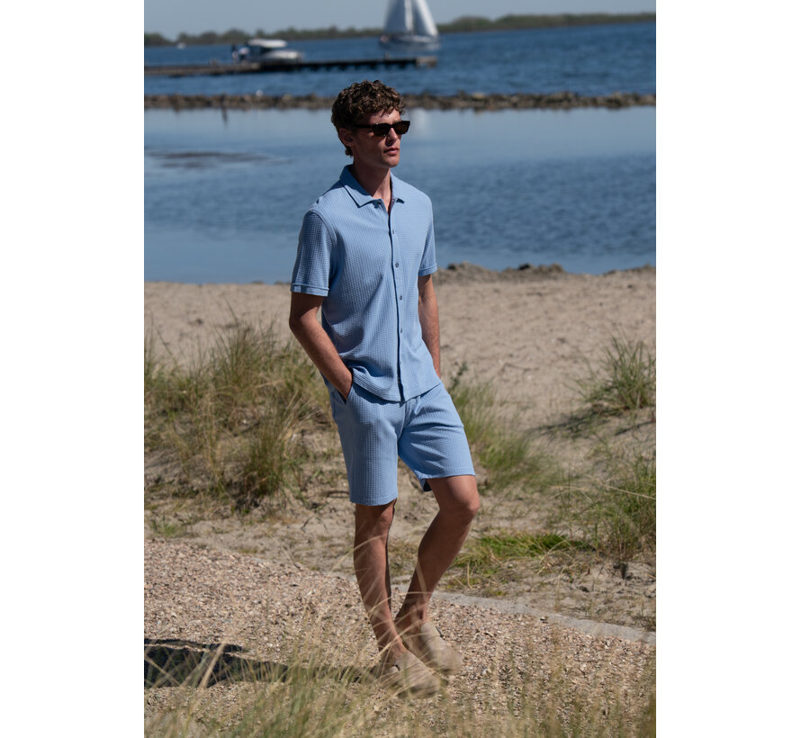 Gabbiano Shirt Shortsleeve Waffle Jacquard Allure Blue (3366322 TIAN - 224)